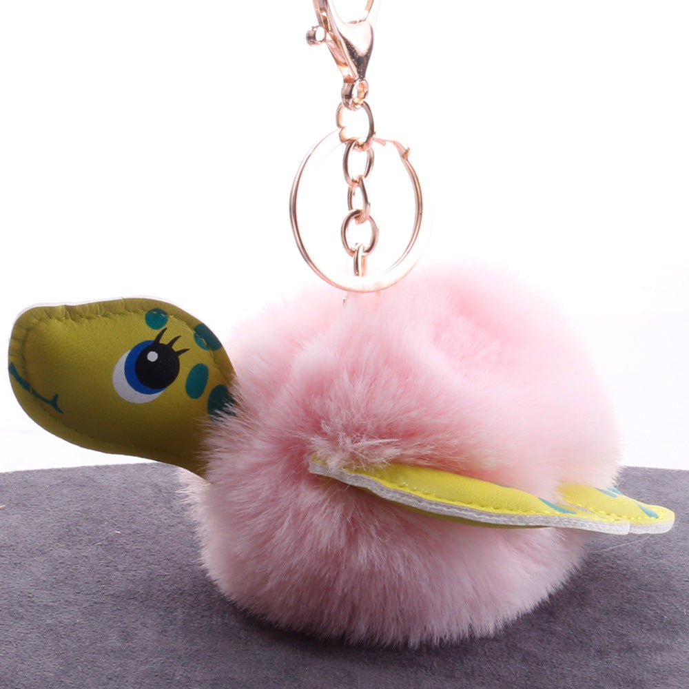 Wholesale Hairy Ball Cute Little Turtle Keychains